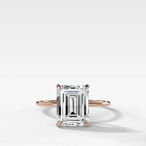 14K 18K Gold IGI 5 Ct Emerald Cut Lab Grown Diamond Engagement Rings Hidden Halo Solitaire Band Women Factory Price Wholesale - Product Image 3