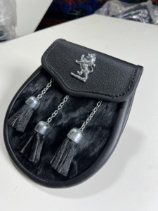 Scottish Semi-Dress Sporran | Scottish Kilt Sporran | Gothic Kilt Sporran with <b>Chain</b> <b>Belt</b> - Product Image 4