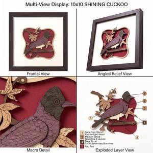 Veneer Wooden Carved Bird <b>Wall</b> Art Traditional Decor Living Room <b>Wall</b> <b>Mounted</b> Plant Pattern - Product Image 5