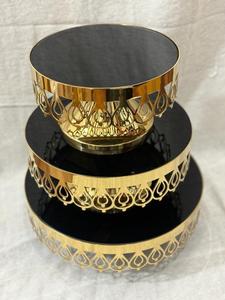 Juego de 3 Soportes Redondos de Metal Dorado de Lujo, Soportes Decorativos para Buffet, Centro de Mesa para Bodas, Soporte de Exhibición para Hoteles, Catering, Comida y Frutas - Product Image 4