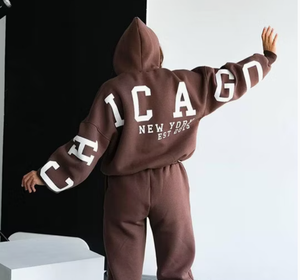 Ensemble de survêtement délavé à l'acide pour femme, sweat à capuche et pantalon de jogging, tenue de sport décontractée deux pièces - Product Image 3