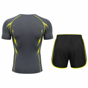 Ensemble de t-shirt et short de sport pour homme JACK KESTAR SPORTS WEAR, été, athlétique, polyester/coton, séchage rapide, léger, pour la remise en forme et la salle de sport - Product Image 2