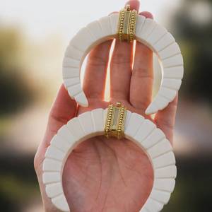 Round Buffalo Bone Necklace Pendant Modern Christmas Engagement Gift Party Anniversary Unisex Eco Friendly Handmade HF CRAFTS - Product Image 1