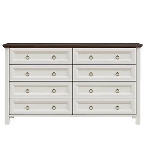 Commode haute rustique en bois de style ferme à 8 tiroirs pour chambre et salon - Product Image 2