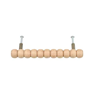 Tirador de Mueble con Perlas de Madera, Manija en T para Gabinete, Pomo para Cajón, Grano de Madera Natural, Montaje con Tornillo - Product Image 2