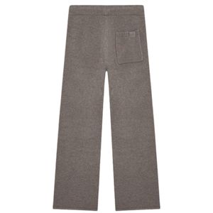 Boucle Knit <b>Pants</b> Brown Casual Elastic Waist Trousers Soft Textured Lounge Wear Relaxed Fit Comfortable Bottoms Unisex Style - Product Image 2