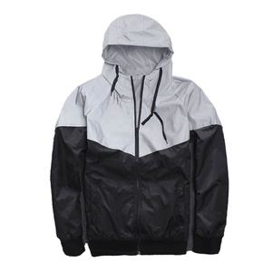 Casual Outdoor <b>Reflective</b> Waterproof Windbreaker <b>Jacket</b> MenBreathable Zip Up Hooded Nylon <b>Jacket</b> - Product Image 1