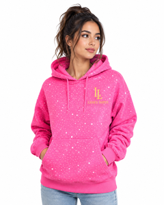 Sweat-shirt à capuche rose pour femme avec strass, logo personnalisé, streetwear décontracté, molletonné, manches longues, mode OEM - Product Image 2