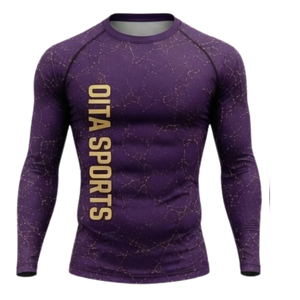 Ensemble de vêtements de sport pour homme, manches longues et leggings, performance active, compression, fitness, entraînement, gym, sportswear, athlétique, violet - Product Image 3