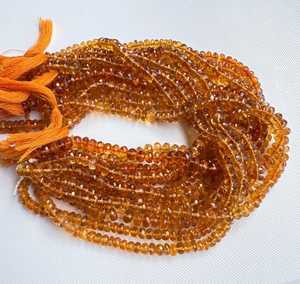 Perles de citrine naturelle facettées de couleur orange, perles de citrine en forme de rondelle, brin de perles de pierres précieuses pour la fabrication de bijoux - Product Image 2