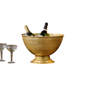 Antique Hammered Silver Plated Pedestal Wine Bowl With Engraved Decorative Metal <b>Ice</b> Bucket For Wedding Events Decorative Bowl - Product Image 5