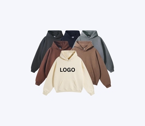 Sweat-shirts à capuche unisexes en molleton de coton de haute qualité pour hommes, coupe oversize, personnalisables, couleur unie, logo brodé sur le devant, vierges - Product Image 1