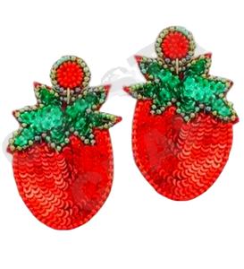 Boucles d'oreilles pendantes à paillettes cerise nouveauté perles faites à la main transfrontalières or à la mode créative pour les fêtes Style chrétien - Product Image 1