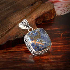 Colgante de Plata de Ley 925, piedra preciosa de sodalita, joyería de piedras preciosas de plata hecha a mano, colgante de joyería de plata de sodalita para collar - Product Image 2
