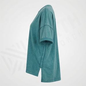 T-shirts Boxy Femme Personnalisables de Haute Qualité Effet Délavé à Épaules Tombantes avec Impression de Logo – Vente en Gros - Product Image 3