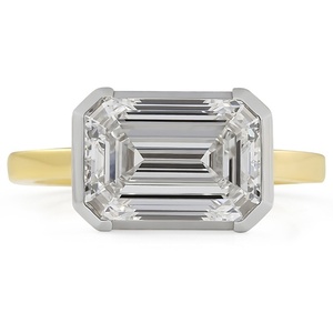 Anillo de Diamante Cultivado en Laboratorio con Corte Esmeralda de 3.66ct, con Engaste Tipo East West, Bicolor, Certificado, Anillo Solitario de Diamante Suelto, Joyería de Moda - Product Image 3