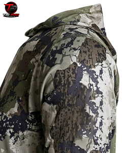 Sweat à capuche polaire de chasse pour homme, camouflage numérique montagne, col montant croisé, manches longues, athlétique, pour activités de plein air - Product Image 5