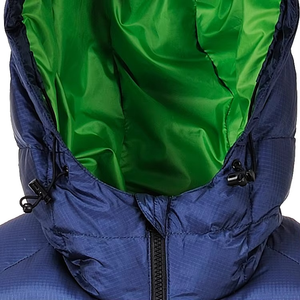 Veste matelassée à capuche bleue pour homme avec doublure verte, coupe-vent, hiver, décontractée, logo sur le devant, rembourrage en polyester, fermeture éclair - Product Image 5