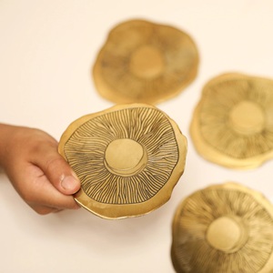 Royal Eclipse Brass <b>Coaster</b> Set Handcrafted Premium Artistic <b>Drink</b> <b>Coasters</b> Heat Resistant Table Protector Luxury Gift - Product Image 2