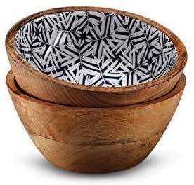 Handmade Wooden <b>Enamel</b> Print <b>Bowl</b> Decorative Serving <b>Bowl</b> for Home Kitchen Dining and Table Decor - Product Image 6