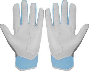 Guantes de Bateo de Béisbol Color Gris, Azul Cielo y Blanco, Puño Corto, Cierre de Gancho y Bucle Antideslizante, Alta Calidad, Hechos en Adiha Impex - Product Image 2