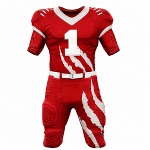 Custom Sublimated American <b>Football</b> Uniform <b>Jersey</b> and Pants Set Men V Neck Short Sleeve Moisture Wicking - Product Image 2