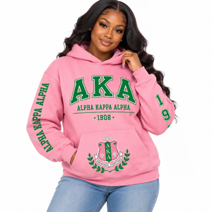 Alpha Kapa Alpha for Winter Embroidered <b>Hoodie</b> Sorority Sweatshirt <b>Pink</b> Green Greek Life Stylish Everyday Pullover - Product Image 1