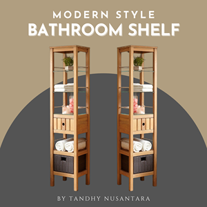 ราคาขายส่ง คุณภาพพรีเมียม ชั้นวางของในห้องน้ำอเนกประสงค์ 5 ชั้น ประหยัดพื้นที่ เฟอร์นิเจอร์ไม้สัก - Product Image 5