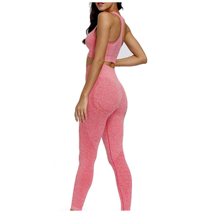 Conjunto de Yoga de Alto Rendimiento para Mujer, 2 Piezas, Espalda Cruzada, Cuello Redondo, Cintura Elástica sin Costuras, Nylon Suave y Spandex, Ropa Deportiva - Product Image 6