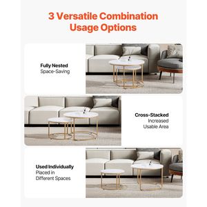 Vintage Nesting <b>Coffee</b> <b>Table</b> Set of 2 27.6 in <b>Small</b> Place Side <b>Tables</b> for Night Stand or End <b>Table</b> - Product Image 2