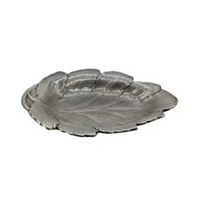 Bandeja de Servicio Metálica con Diseño de Hoja de Bronce, Plato de Aperitivos de Aluminio Texturizado, Calentadores de Alimentos Premium y Cazuelas, Soporte para Joyas, Adornos y Llaves - Product Image 5