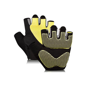 <b>Half</b> Finger Gym Gloves Unisex Polyester Breathable Non <b>Slip</b> Weight Lifting Fitness Glove Yellow Black - Product Image 1