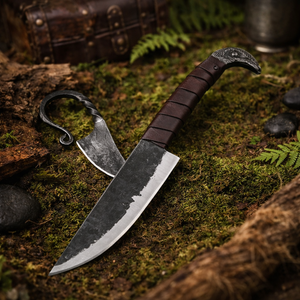 Couteau Viking forgé à la main, fourreau en cuir, acier au carbone, bricolage, industriel, survie en plein air, camping, chasse, OEM - Product Image 5