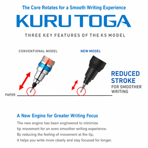 Lápiz Mecánico Uni Kuru Toga KS Modelo M3-KS 0.5mm con Rotación Automática de Mina, Cuerpo Metálico, Papelería Japonesa - Product Image 5