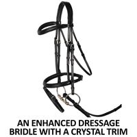 Bridon élégant et de qualité supérieure, orné de cristaux, en cuir véritable, équipement d'équitation réglable.
