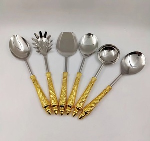 Latest Design <b>kitchen</b> Serving & Cooking <b>Tools</b> & <b>Gadgets</b> Utensil Kitchenware Dinnerware Stainless Steel With Gold PVD Handle - Product Image 3