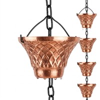 Chaîne de pluie tendance en cuivre pour drainage de gouttière, dispositif de dérivation de descente de toit, décoratif extérieur