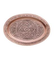 Plateau de service moderne en cuivre pur avec poignée et placage en cuivre pour les mariages et les fêtes du Ramadan