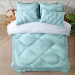 Juego de Edredón Moderno Reversible con Estampado Chevron, 100% Mezcla de Algodón T-150, Transpirable para Todas las Estaciones, Uso Doméstico - Product Image 2