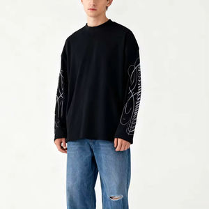 เสื้อยืดคอกลมลายกราฟิกแบบคลาสสิค ผ้าคอตตอนหนา พิมพ์ลายเสือดาว ทรงบ็อกซี่ แขนยาว สำหรับผู้ชาย - Product Image 2