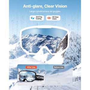 Occhiali da Sci per Uomo, Donna e Giovani, Lenti Cilindriche Blu Ghiaccio con Rivestimento Revo, Antiappannamento, Montatura in TPU, Ventilazione, Compatibili OTG - Product Image 2