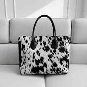 Sac fourre-tout en cuir de vachette à poils, couleur unie, broderie, avec fermeture éclair, sac à main de luxe pour femme, LHTB-0013B - Product Image 1