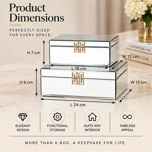 Juego de Cajas de Almacenamiento de Joyas de Vidrio Plateado con Cierre Geométrico Dorado, Bordes Biselados, Forro Suave, Organizador Decorativo para Recuerdos - Product Image 2