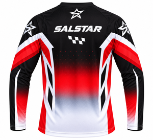 Maillot de moto Salstar pour homme à manches longues, rouge, noir, blanc, sublimation, séchage rapide, toutes saisons, chemise de course - Product Image 2