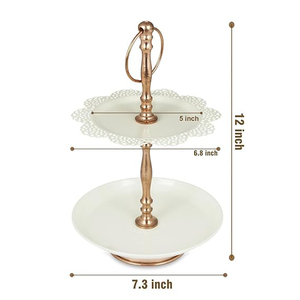 Support à gâteaux et cupcakes à 2 niveaux, support de service polyvalent en acier doux, plateau de service multicouche pour desserts - Product Image 3