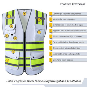 Chaleco de Seguridad Reflectante de Alta Visibilidad, Antiestático, Talla Grande, Impermeable, Resistente a Ácidos, Unisex, de Poliéster, con Bolsillos y Cierre de Cremallera - Product Image 3