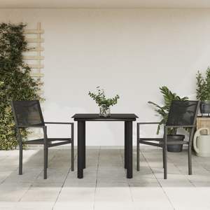 Juego de Comedor para Jardín de Acero con Recubrimiento de Polvo Negro, Durabilidad Media - Product Image 1