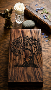 Urna de Madera Hecha a Mano con Diseño de Árbol de la Vida para Cremación Conmemorativa, Decoración Funeraria Personalizable - Product Image 2