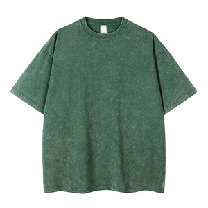 T-shirt en coton vert surdimensionné pour homme, style décontracté à manches courtes, tricoté uni, idéal pour l'été - Product Image 1