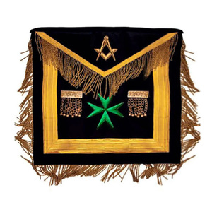 Delantales de la Gran Logia de Malta para Hermanos Maestros, Regalia Masónica con Bordado Plateado, según el Reglamento de Malta, para el Muy Reverendísimo Maestro de la Primera Mano Derecha - Product Image 1